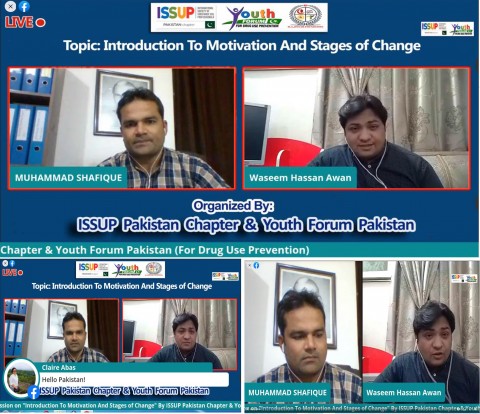 ISSUP Pakistan Chapter e Youth Forum Pakistan (For Drug Use Prevention) hanno condotto una sessione dal vivo su! ''INTRODUZIONE ALLA MOTIVAZIONE E ALLE FASI DEL CAMBIAMENTO'' del 17 dicembre 2020.