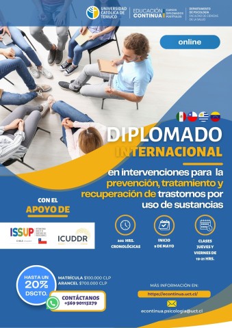 Diplomado Internacional en Intervenciones para la prevención, tratamiento y recuperación de trastornos por uso de sustancias.